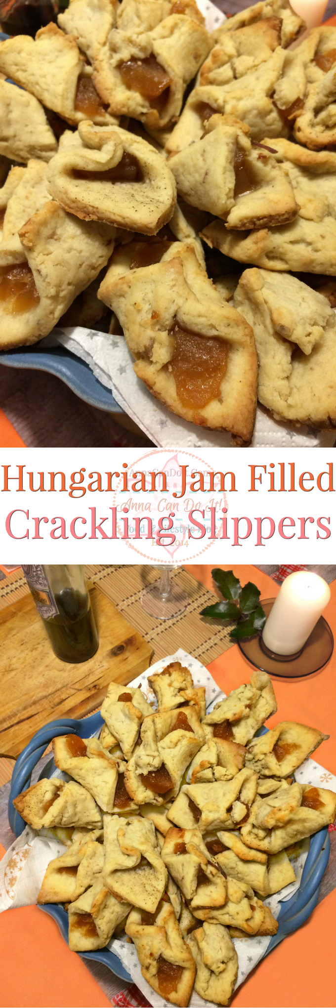 Hungarian Jam Filled Crackling Slippers - Anna Can Do It! - Hungarian Jam Filled Crackling Slippers are divine, friable little biscuits or cookies usually made around Christmas time. Every family has their own recipe and sometimes name for this in here and the countries around us. But one thing we have in common, these are taste wonderful for sure!
