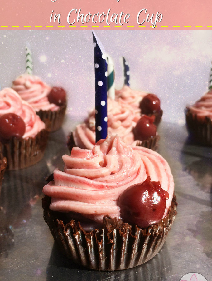 Cherry Mascarpone Cream in Chocolate Cup - Anna Can Do It! * Rich, sweet and tart cherry mascarpone cream in chocolate cup. Quick and easy dessert recipe which will enchant your guests!