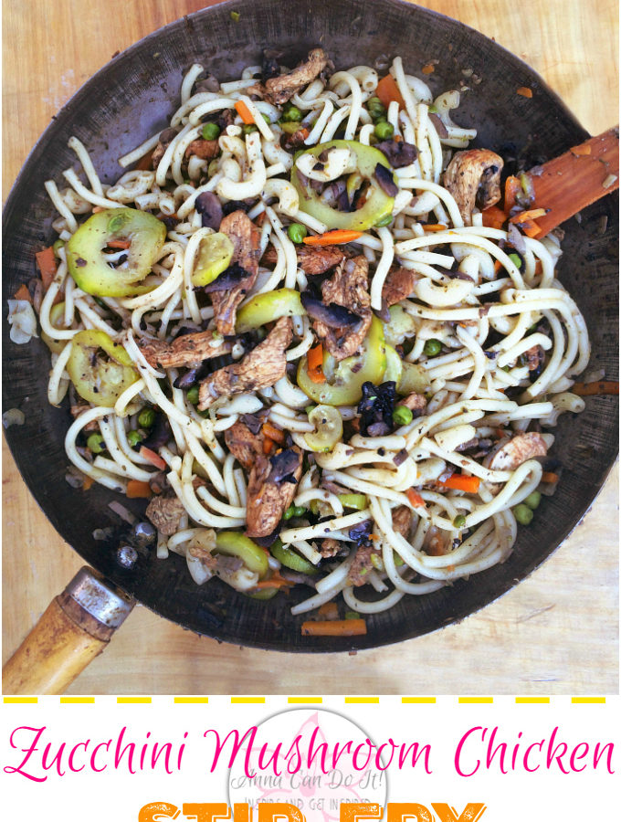 Zucchini Mushroom Chicken Stir Fry - Anna Can Do It! * Zucchini Mushroom Chicken Stir Fry is just perfect, full of veggies (zucchini, mushroom, carrot, pea and onion), spicy and very tasty! Quick and simple dinner and lunch recipe.