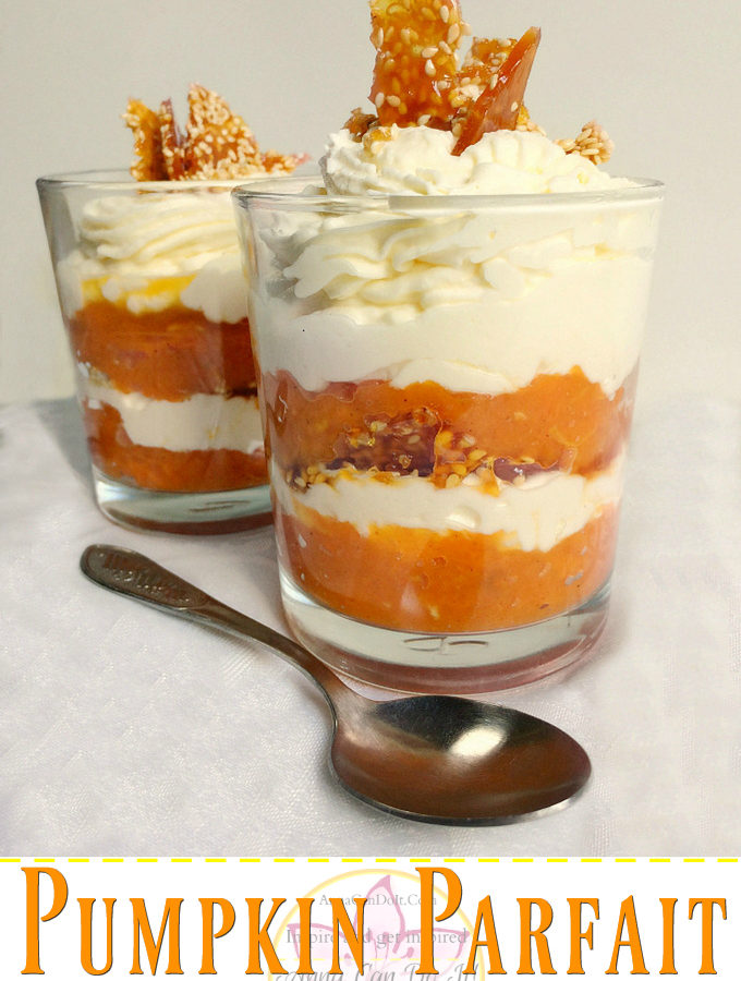Pumpkin Parfait With Sesame Praline- Anna Can Do It! - Fancy and delicious Pumpkin Parfait With Sesame Praline. Simple and quick dessert recipe with pumpkin spice pumpkin purée, mascarpone cream and crunchy sesame praline.