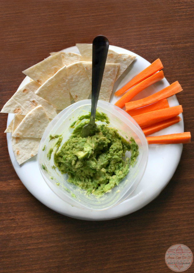 Healthy Snacks - Anna Can Do It! - Carrot Sticks and Tortilla Chips with Guacamole