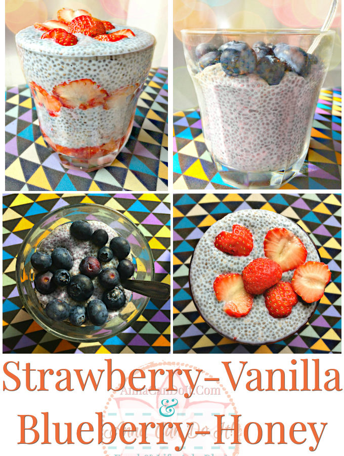 Strawberry-Vanilla & Blueberry-Honey Chia Seed Pudding - Anna Can Do It!