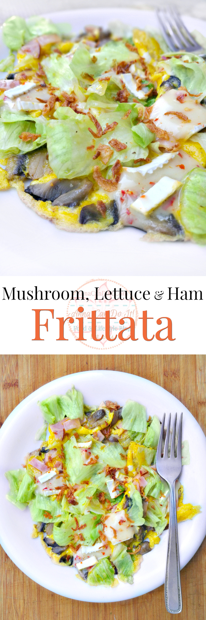 Mushroom, Lettuce & Ham Frittata - Anna Can Do It!