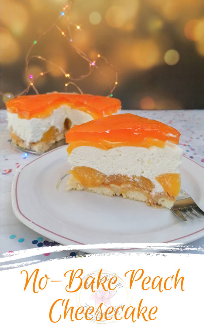 No-Bake Peach Cheesecake - 6th Blogiversary - Anna Can Do It!