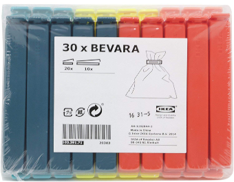 Ikea 103.391.71 Bevara Sealing clip, assorted colors, assorted sizes, 30-pack (Color)