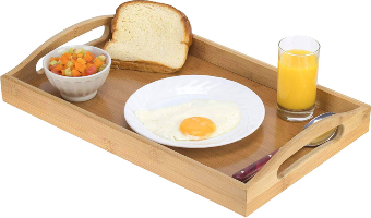 Serving tray bamboo - wooden tray with handles - Great for dinner trays, tea tray, bar tray, breakfast Tray, or any food tray - good for parties or bed tray