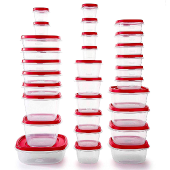 Rubbermaid Easy Find Vented Lids Food Storage, Set of 8 (16 Pieces Total),  8-Pack, Racer Red & Easy Find Vented Lids Food Storage Containers, Set of