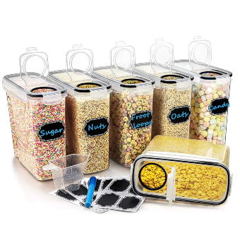 Plastic House Large Cereal Containers Storage Set Dispenser Approx. 4L Fits Full